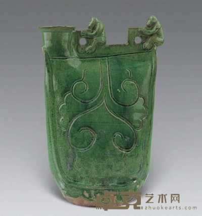 辽 绿釉猴子壶 高23.6cm；口径4.6cm；底径8cm